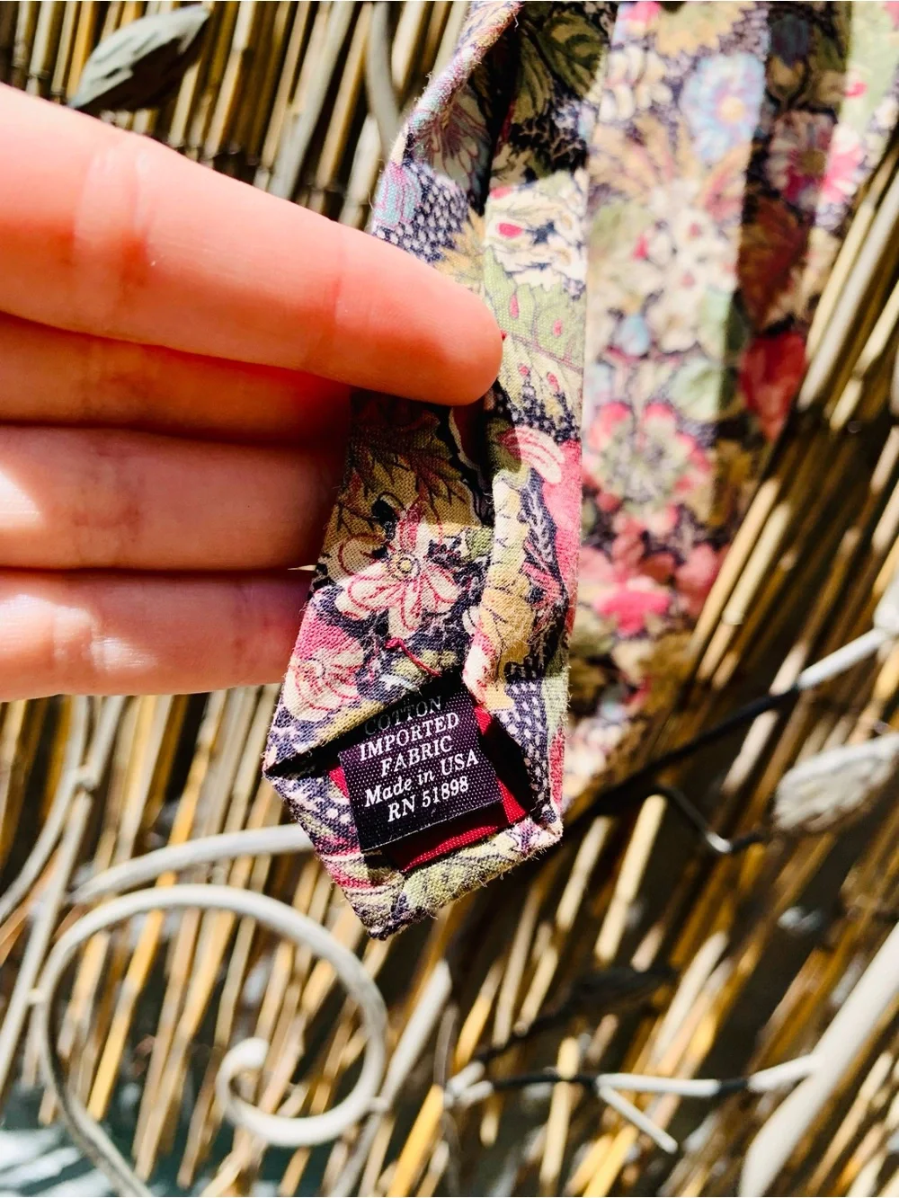 Floral Scarf in Pink, Green & Black Tie   By Structure